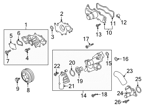 2018 Ford F-150 Water Outlet Diagram for HL3Z-8592-A