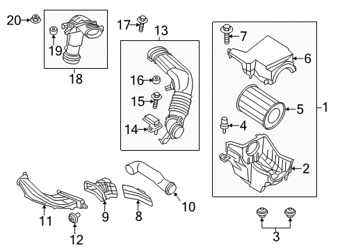 2018 Ford Escape Inlet Tube, Center Diagram for GV6Z-9B659-A