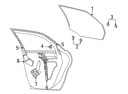 2003 Ford Taurus Rear Door - Glass & Hardware Diagram