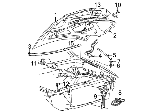 2000 Ford Expedition Hood & Components Diagram