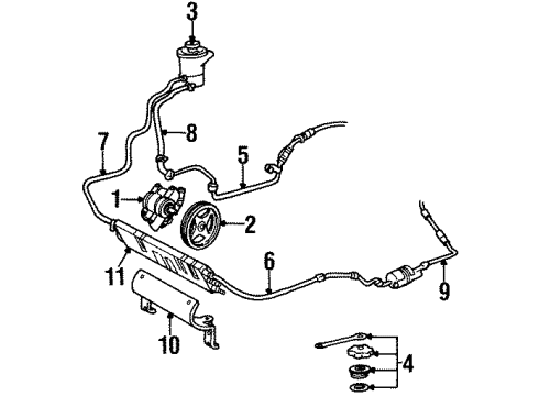 1999 Lincoln Continental Power Steering Pressure Hose Diagram for F8OZ-3A719-AA