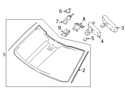 2019 Ford F-150 Windshield Glass Diagram