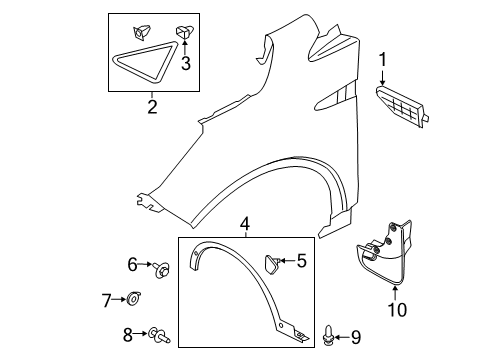 2017 Ford Escape Mud Guard, Front Diagram for DJ5Z-16A550-AA