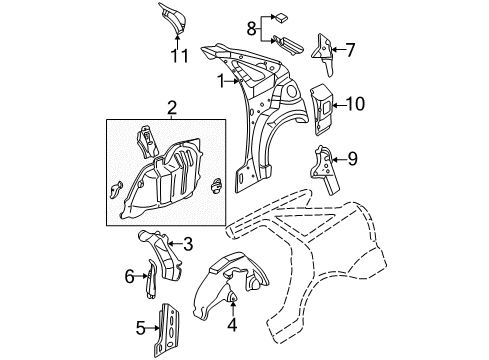 2007 Ford Focus Inner Structure - Quarter Panel Diagram 3 - Thumbnail