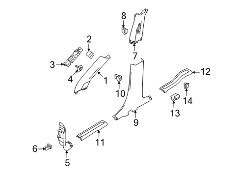 2010 Ford Flex Interior Trim - Pillars, Rocker & Floor Diagram