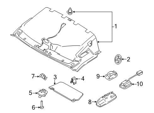 2020 Ford Transit-250 Sunvisor, Passenger Side Diagram for CK4Z-6104104-EC