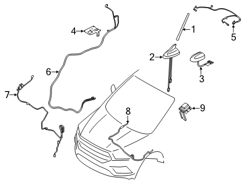 2017 Ford Escape Antenna Mast Diagram for DS7Z-18813-A