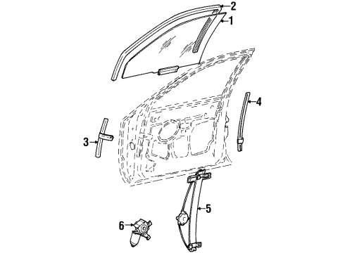 1998 Lincoln Town Car Front Door - Glass & Hardware Diagram