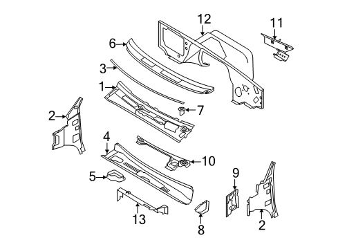 2013 Ford E-250 Cowl Diagram