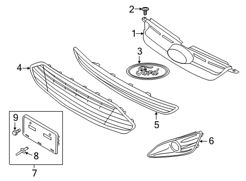 2017 Ford C-Max Grille & Components Diagram