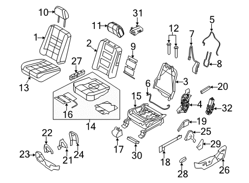 2010 Ford Flex Front Seat Components Diagram