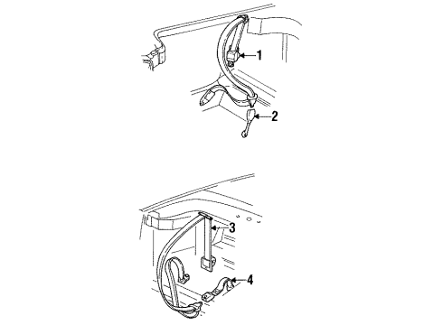 1992 Mercury Capri Retractor Side, Driver Side Diagram for FOJY76611A73E