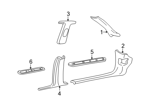 2007 Lincoln Town Car Rear Sill Plate, Charcoal, Passenger Side Diagram for 6W1Z-5413228-AAA