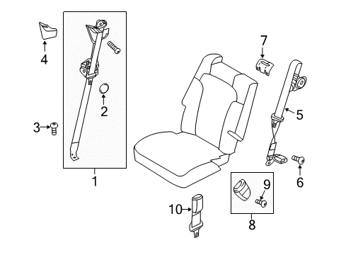 2012 Lincoln MKT Rear Seat Belts Diagram