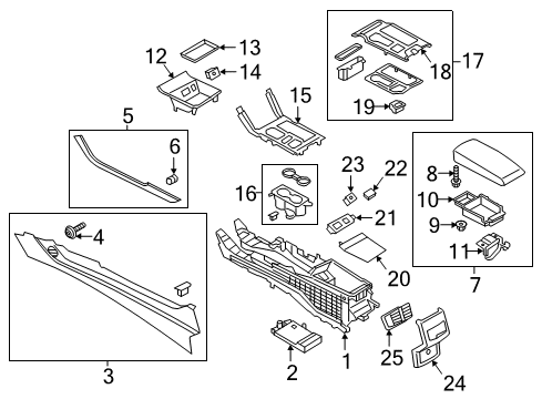 2019 Ford Police Responder Hybrid Console Body, Center Diagram for HS7Z-54045B30-AA