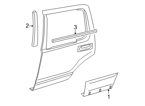 2007 Mercury Mountaineer Exterior Trim - Rear Door Diagram