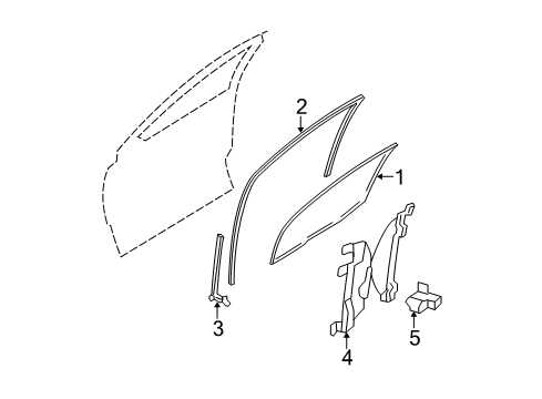 2006 Ford Five Hundred Front Door - Glass & Hardware Diagram