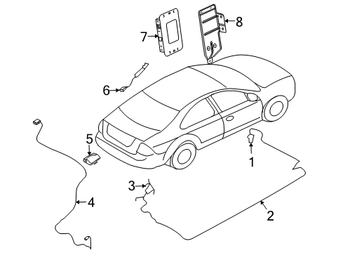 2007 Lincoln MKZ Satellite Radio Bracket, Front Diagram for 7E5Z-18888-A