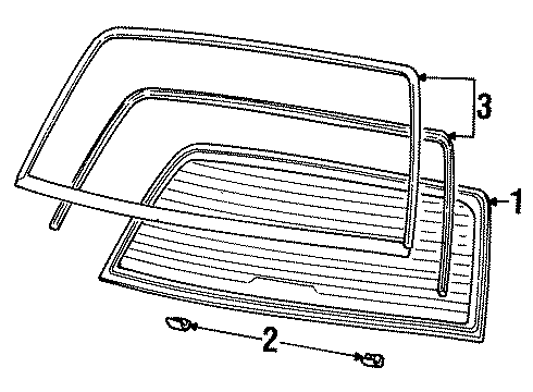 1998 Lincoln Town Car Back Glass, Reveal Moldings Diagram