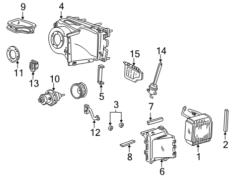 2001 Ford E-150 Econoline Club Wagon A/C Evaporator & Heater Components Diagram