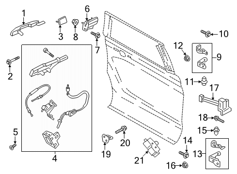 2020 Lincoln Navigator Rear Door - Lock & Hardware Diagram