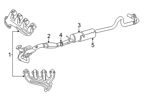 1995 Ford E-350 Econoline Club Wagon Exhaust Components, Exhaust Manifold Diagram