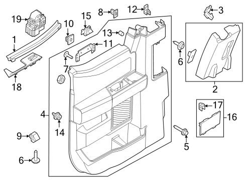 2023 Ford F-250 Super Duty Interior Trim - Rear Door Diagram