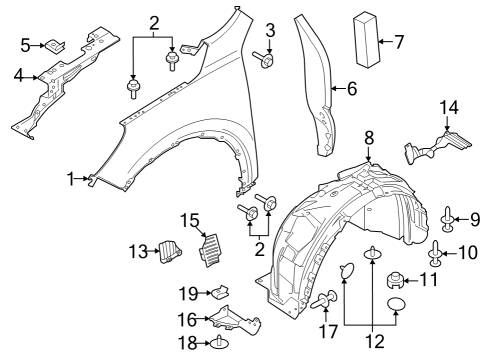 2023 Ford Escape Fender, Front Driver Side Diagram for LJ6Z-16006-C