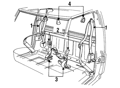 1995 Ford F-350 Center Seat Belt Diagram for F6TZ-15611B60-AAD
