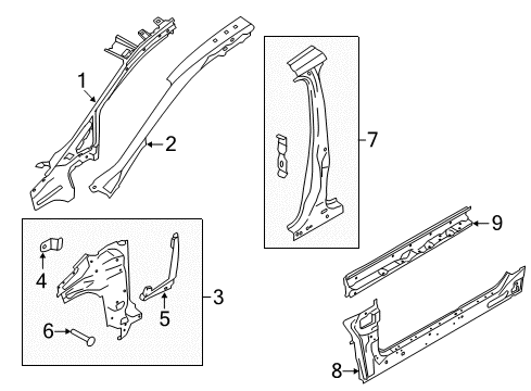 2017 Ford C-Max Hinge Pillar, Rocker Diagram