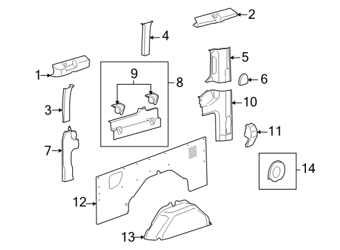 2022 Ford E-Transit Interior Trim - Side Panel Diagram 3 - Thumbnail