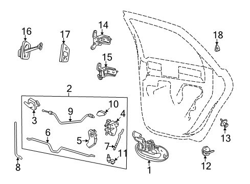 2003 Ford Taurus Rear Door - Lock & Hardware Diagram