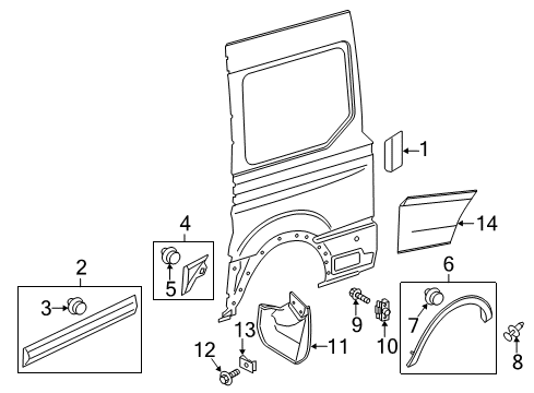 2015 Ford Transit-150 Front Molding, Gray, Driver Side Diagram for BK3Z-6125533-AC