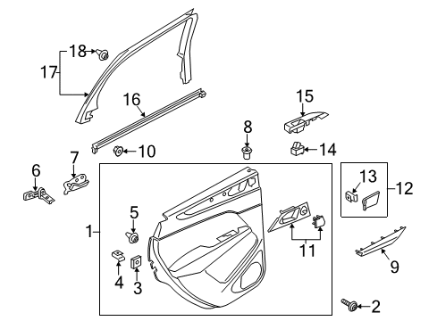 2016 Lincoln MKC Interior Trim - Rear Door Diagram