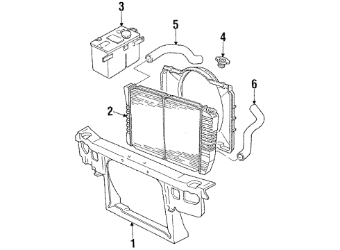 1991 Ford Thunderbird Radiator & Components, Radiator Support Diagram