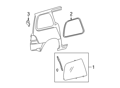 2004 Ford Freestar Side Glass, Green, Driver Side Diagram for 6F2Z-17297A27-AA