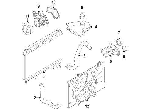 2013 Ford Fiesta Cooling System, Radiator, Water Pump, Cooling Fan Diagram 2 - Thumbnail