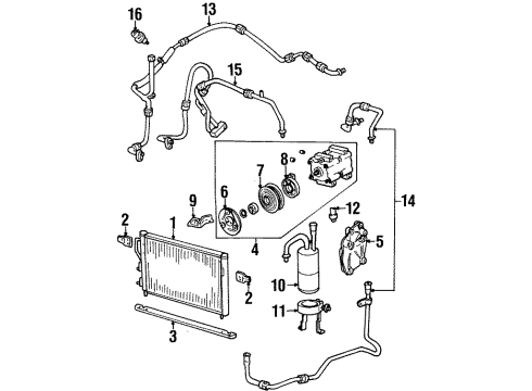 2000 Mercury Cougar A/C Condenser, Compressor & Lines Diagram
