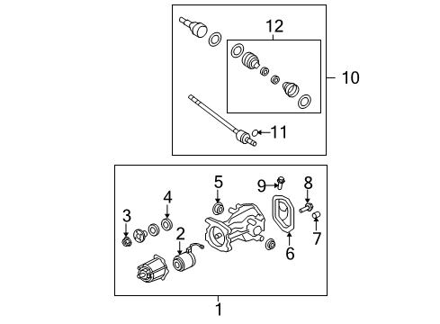 2010 Ford Edge Axle Components - Rear Diagram