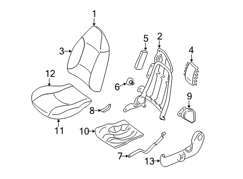 2001 Ford Escape Seat Back Pad, Front Passenger Side Diagram for YL8Z7864810CA