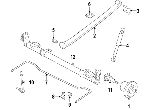 2012 Ford Transit Connect Rear Axle, Stabilizer Bar, Suspension Components Diagram