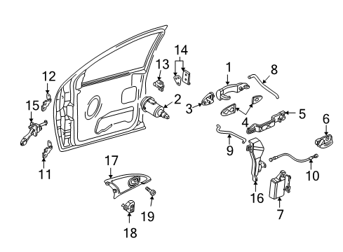 2003 Ford Focus Door - Lock & Hardware Diagram