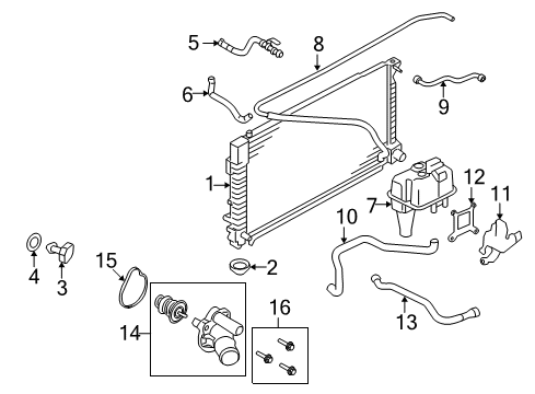 2011 Mercury Mariner Radiator & Components Diagram 4 - Thumbnail