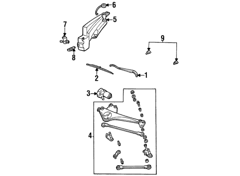1998 Ford Taurus Windshield - Wiper & Washer Components Diagram