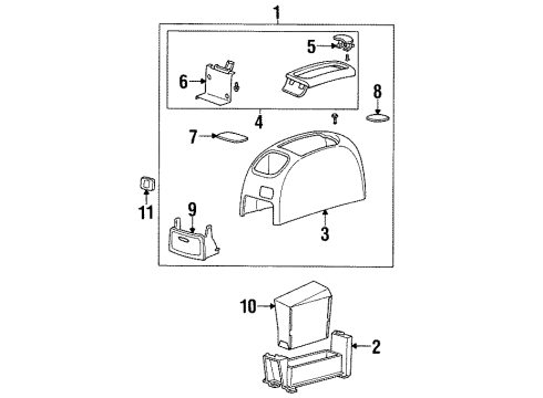 1998 Ford Windstar Console Assembly Diagram for F78Z16045A36BAB