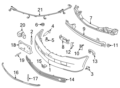 2007 Lincoln Navigator Bumper Cover, Front Diagram for 7L7Z-17D957-APTM