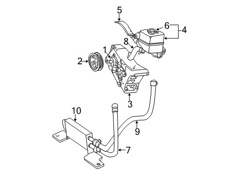 2001 Ford Explorer Sport Trac Power Steering Pump Diagram for 1L2Z-3A674-EBRM