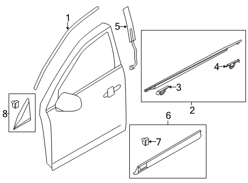 2012 Lincoln MKT Exterior Trim - Front Door Diagram