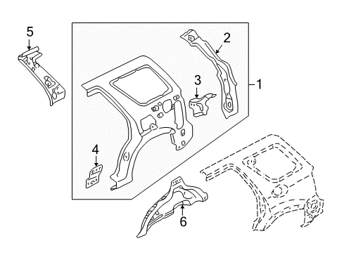 2005 Ford Escape Inner Structure - Quarter Panel Diagram 1 - Thumbnail