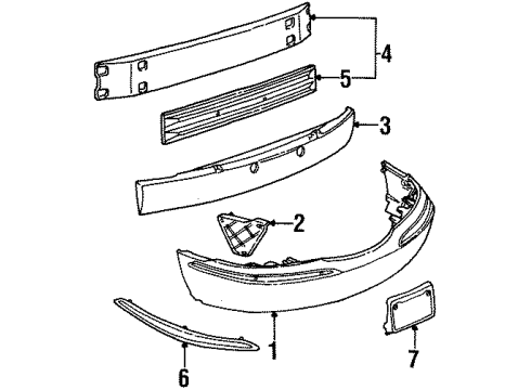 2000 Lincoln Continental Impact Bar, Front Diagram for 1F3Z-17757-AA